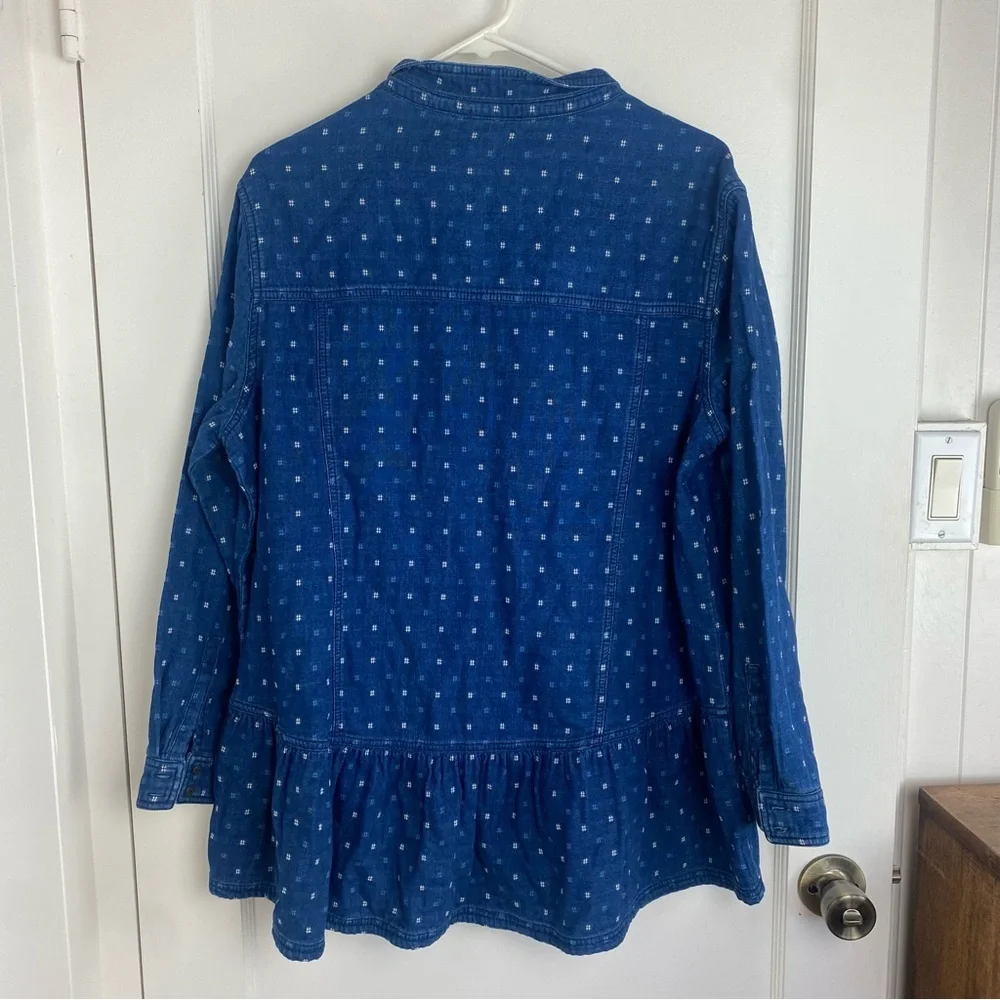 Anthropologie Wrap London Blue Button Down Denim Shirt - Picture 2 of 7
